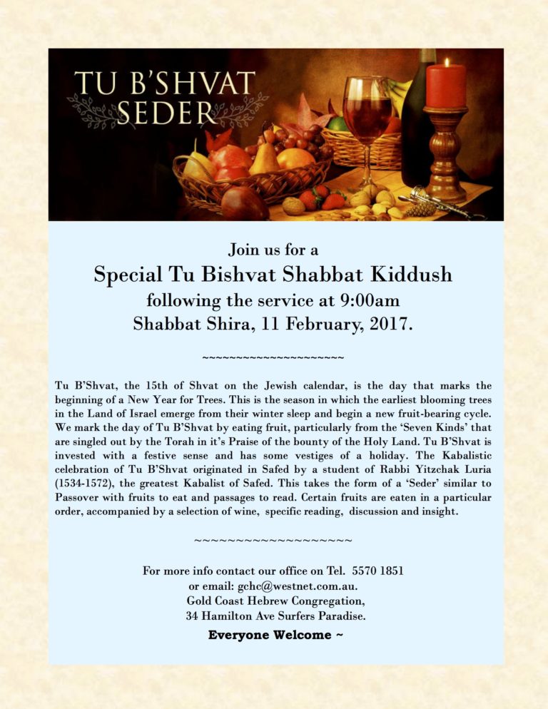 Tu Bishvat Seder – Gold Coast Hebrew Congregation